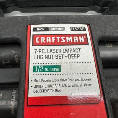 NIB Craftsman 7-Pc 1/2” Drive Laser Impact Lug Nut Socket Set