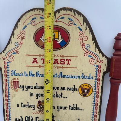 Vintage Old Crow Bourbon “A Toast” Wooden Wall Plaque