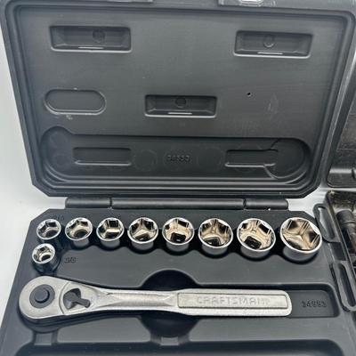 Lot of 2 Craftsman Tool Sets – 3/8” Drive Socket Wrench Set & Driver/Bit Set w/ Cases