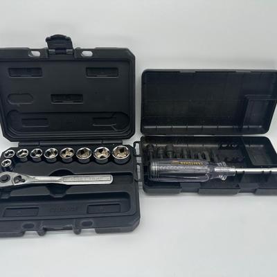 Lot of 2 Craftsman Tool Sets – 3/8” Drive Socket Wrench Set & Driver/Bit Set w/ Cases