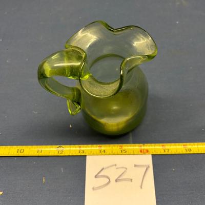 Vintage Hand Blown Green Pitcher