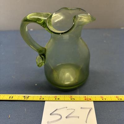 Vintage Hand Blown Green Pitcher