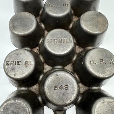 Vintage Griswold Cast Iron Muffin / Gem Pan #948 No. 10 – Erie, PA USA