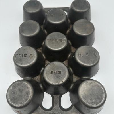 Vintage Griswold Cast Iron Muffin / Gem Pan #948 No. 10 – Erie, PA USA