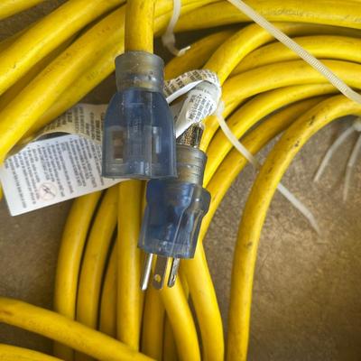 Lot of (2) Heavy-Duty Extension Cords – Yellow & Orange, Outdoor Rated