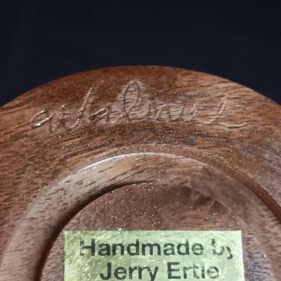 9" WINE GLASSES, EACH WITH DIFFERENT TYPE OF WOODEN STEMS, HANDMADE BY JERRY ERTLE OF FT COLLINS, CO