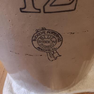 #12 BUCKEYE POTTERY CO. BLUE RIBBON BRAND CROCK IN VERY GOOD CONDITION