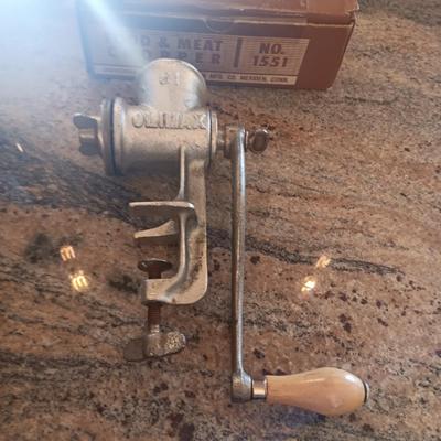 NICE 16" STAINLESS STEEL BOWL AND A UNIVERSAL FOOD AND MEAT CHOPPER NO 1551