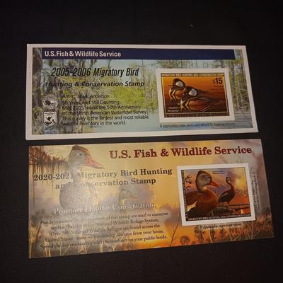2005-2006 & 2020 -2021 US FISH & WILDLIFE MIGRATORY BIRD HUNTING AND CONSERVATION STAMPS