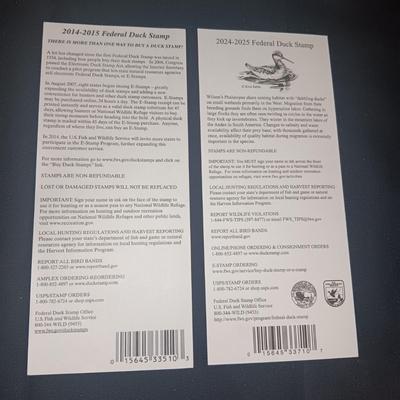 2024-2025 & 2014-2015 US FISH & WILDLIFE MIGRATORY BIRD HUNTING AND CONSERVATION STAMPS
