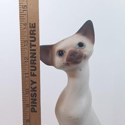 LOT 23: MCM Freeman McFarlin Siamese Cat Statue with Bandwagon Inc Cat Coasters & More