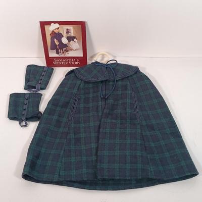 LOT 26: American Girl's Samantha's Winter Story Cloak, Hat and Muff with Therese Doll Dress and Bloomers