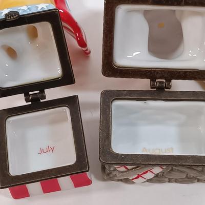 LOT 28: Disney Winnie-the-Pooh Calendar Series (12) Trinket Boxes with Display Stand