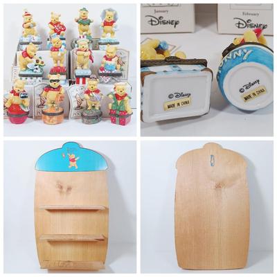 LOT 28: Disney Winnie-the-Pooh Calendar Series (12) Trinket Boxes with Display Stand