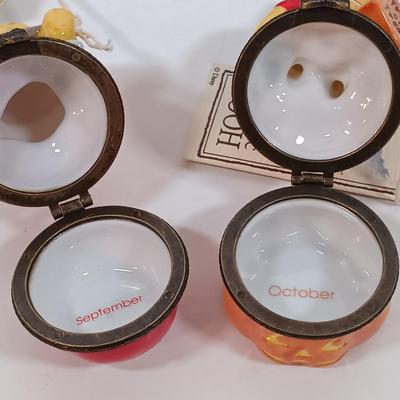 LOT 28: Disney Winnie-the-Pooh Calendar Series (12) Trinket Boxes with Display Stand