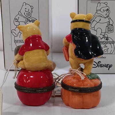 LOT 28: Disney Winnie-the-Pooh Calendar Series (12) Trinket Boxes with Display Stand