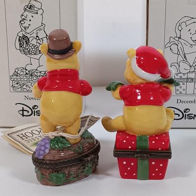 LOT 28: Disney Winnie-the-Pooh Calendar Series (12) Trinket Boxes with Display Stand