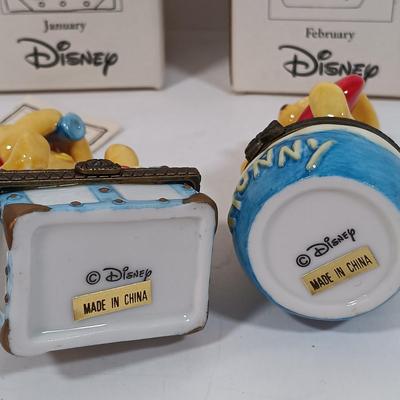 LOT 28: Disney Winnie-the-Pooh Calendar Series (12) Trinket Boxes with Display Stand