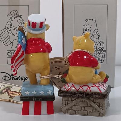 LOT 28: Disney Winnie-the-Pooh Calendar Series (12) Trinket Boxes with Display Stand