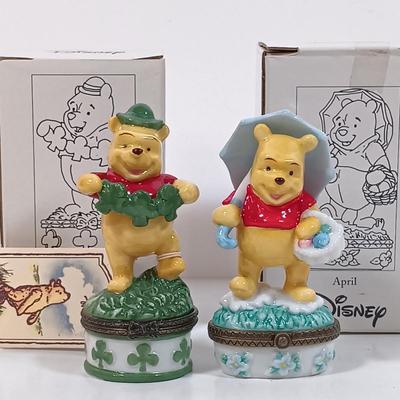 LOT 28: Disney Winnie-the-Pooh Calendar Series (12) Trinket Boxes with Display Stand