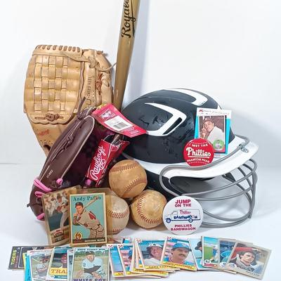 LOT 42: Vintage Bowman Football Cards, NWT Rawlings Baseball Glove, KMart 20th Anniversary Baseball Cards, Purina Co Baseball Cards &...