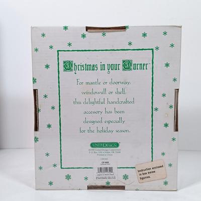 LOT 43: Byers Choice Child with Cookies, Danbury Mint Holy Family Crystal Plate, Zwiesel Germany Clear Candlestick Vases & Santa...