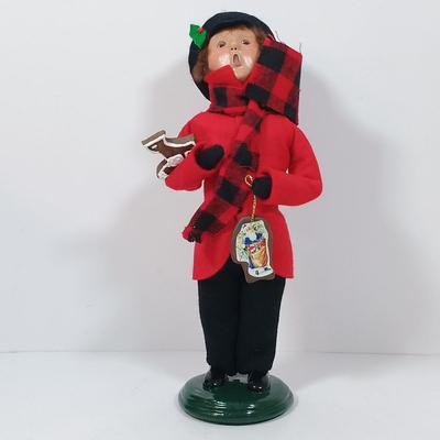 LOT 43: Byers Choice Child with Cookies, Danbury Mint Holy Family Crystal Plate, Zwiesel Germany Clear Candlestick Vases & Santa...