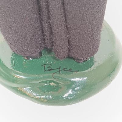 LOT 43: Byers Choice Child with Cookies, Danbury Mint Holy Family Crystal Plate, Zwiesel Germany Clear Candlestick Vases & Santa...