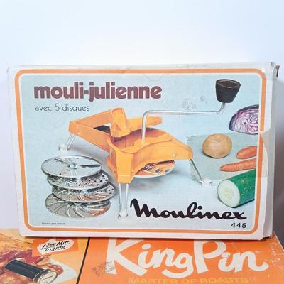 LOT 47: Vintage Kitchen - Barnyard Cookie Cutters, The Incredible Ice Cream Machine, Moulimex Julienne & More