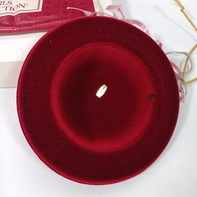 LOT 48: American Girls Samantha's Christmas Story Dress, Stockings & Ribbon with Samantha's Velvet Hat, Gold Brooch, Purse...