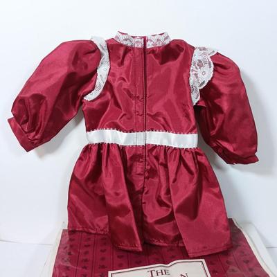 LOT 48: American Girls Samantha's Christmas Story Dress, Stockings & Ribbon with Samantha's Velvet Hat, Gold Brooch, Purse...
