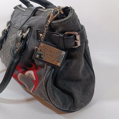 LOT 49: Ed Hardy Love Kills Slowly Shoulder Bag with Las Vegas Embroidered Purse