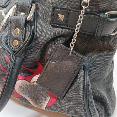 LOT 49: Ed Hardy Love Kills Slowly Shoulder Bag with Las Vegas Embroidered Purse