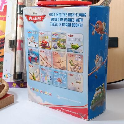 LOT 51: George Washburn Lyon LLAG1 Little Lion Children's Guitar, Camp Mickey Cookout Set, Planes Board Books & More