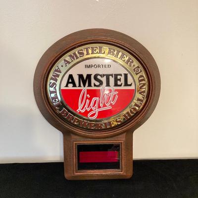 LOT 62: Vintage Amstel Light Digital Wall Clock with Beer Trays (Budweiser, Schaefer and Kaier's) and Budweiser Playing Cards