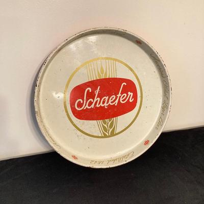 LOT 62: Vintage Amstel Light Digital Wall Clock with Beer Trays (Budweiser, Schaefer and Kaier's) and Budweiser Playing Cards