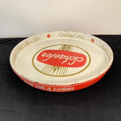 LOT 62: Vintage Amstel Light Digital Wall Clock with Beer Trays (Budweiser, Schaefer and Kaier's) and Budweiser Playing Cards