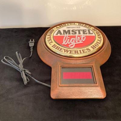 LOT 62: Vintage Amstel Light Digital Wall Clock with Beer Trays (Budweiser, Schaefer and Kaier's) and Budweiser Playing Cards