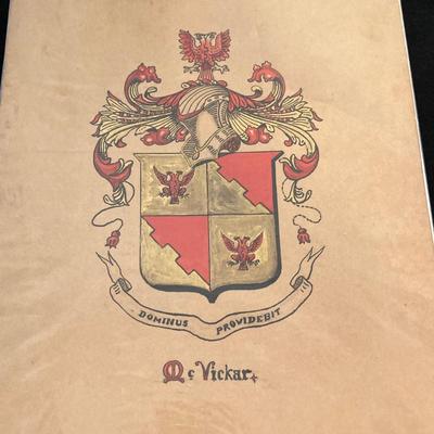 LOT 66: L. H. Kemper Code of Arms / Family Crest Artwork, Scottish Wool Golf Hats, Therese Children's Vest / Hat, WJ Family Castle...