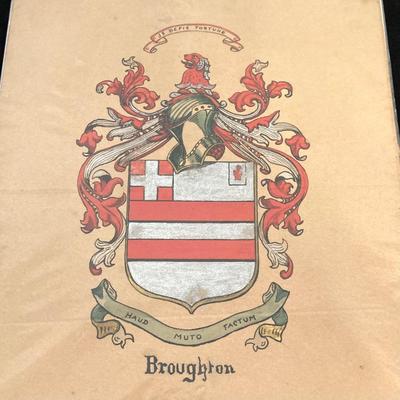 LOT 66: L. H. Kemper Code of Arms / Family Crest Artwork, Scottish Wool Golf Hats, Therese Children's Vest / Hat, WJ Family Castle...