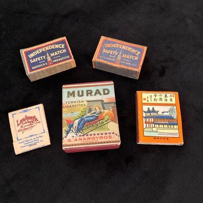 LOT 67: Vintage Japan Lusterware Ashtrays / Four Suit China Trinket Dishes, S. Anargyros Murad Turkish Cigarettes Box and Matches