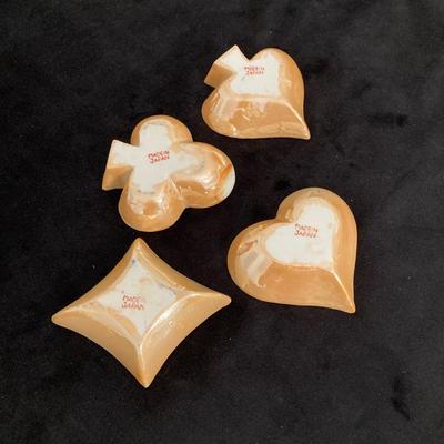 LOT 67: Vintage Japan Lusterware Ashtrays / Four Suit China Trinket Dishes, S. Anargyros Murad Turkish Cigarettes Box and Matches