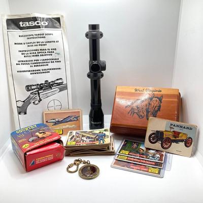 LOT 68: Tasco Pronghorn Rifle / Target Scope, Trading Cards (Roundup, Country Classics, Automotive Museum and Airplane), West Virginia...