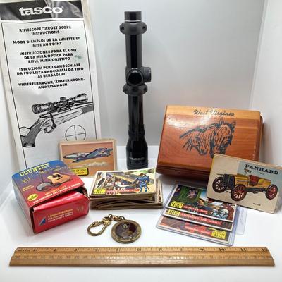 LOT 68: Tasco Pronghorn Rifle / Target Scope, Trading Cards (Roundup, Country Classics, Automotive Museum and Airplane), West Virginia...