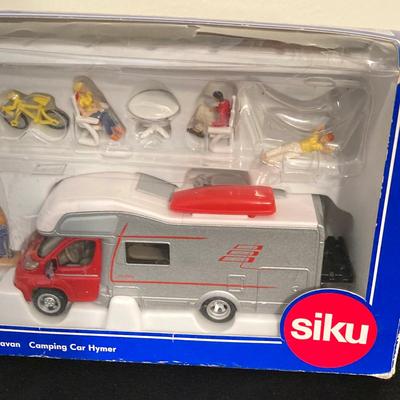 LOT 72: Vintage Motorific Race Rally Carrying Case and Siku 1934 Wohnmobil Hymer Caravan / Camping Car in Original Package