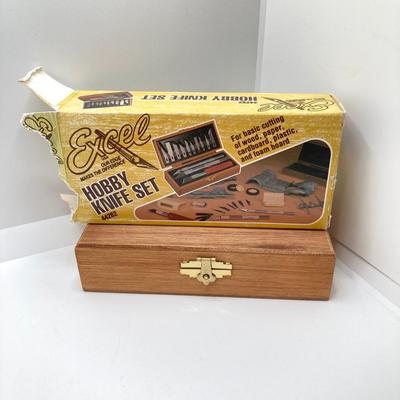 LOT 76: Vintage Drawing Kit / Hobby Collection - Faber Castell Manga Kit, Excel Hobby Knife Set, Sovereign Woodware New Zealand Pencil...