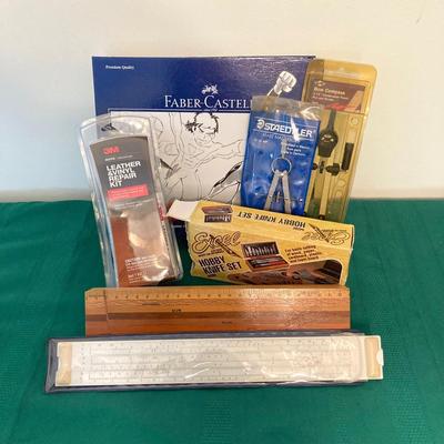 LOT 76: Vintage Drawing Kit / Hobby Collection - Faber Castell Manga Kit, Excel Hobby Knife Set, Sovereign Woodware New Zealand Pencil...