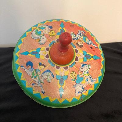 LOT 77: Richard Scarry's Look and Learn Library Book Set and J. Chein & Co. Made in U.S.A. Toy Tin Top