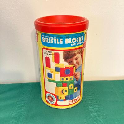 LOT 79: Vintage Toys and Games - Playskool Bristle Blocks with Wheels, New York Toy Corp Just Like Dad's Tool Box, Matchbox Hero...