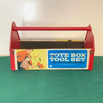 LOT 79: Vintage Toys and Games - Playskool Bristle Blocks with Wheels, New York Toy Corp Just Like Dad's Tool Box, Matchbox Hero...